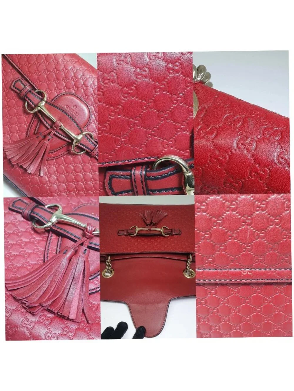 Authentic Gucci Emily Microguccissima Red Leather Chain Shoulder Bag - Picture 7 of 12